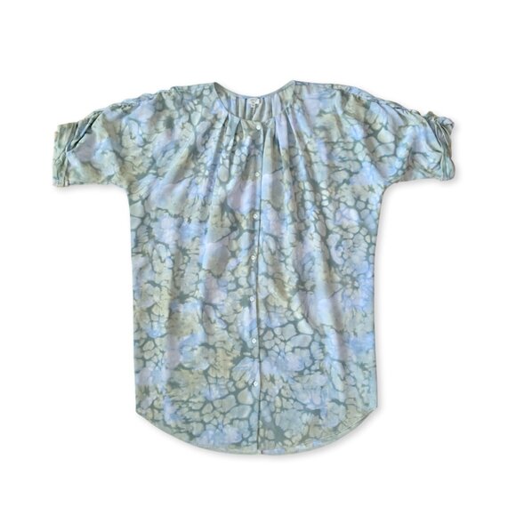 Aritzia Wilfried Silk Abstract Print Shirt Dress Tunic Green Blue Cottagecore - Picture 5 of 13